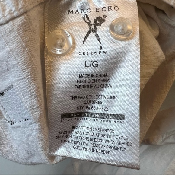 Marc Ecko Cut & Sew Mens Long Sleeve Casual Button Down Shirt Size Large White - Picture 8 of 8